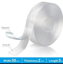 Industrial Strength - 3mx30mmx2m - Reusable Double-Sided Adhesive Nano Gel Tape
