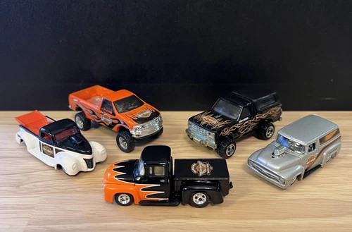 Hot Wheels Lot of 5 Harley Davidson Trucks - Red Line 56 Ford Included