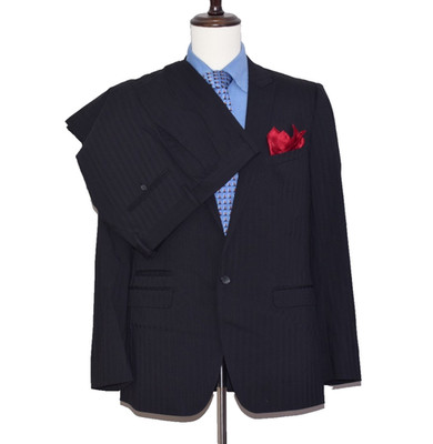 Dolce & Gabbana Pinstriped Mens Black Suit Jacket Size 40-R Pant 34x31
