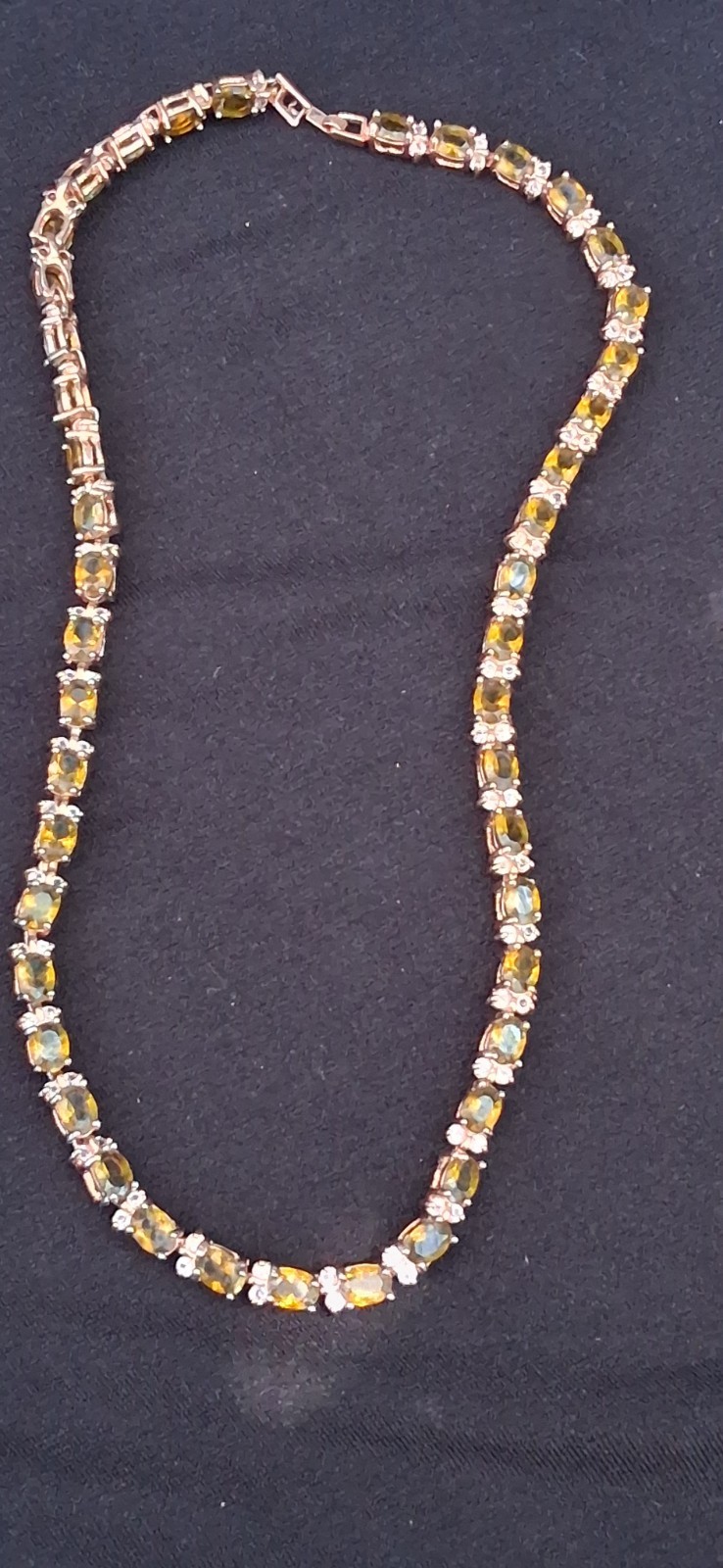Gold Tone Yellow/Clear Baguette Crystal Tennis Necklace, Prong Set Box ...