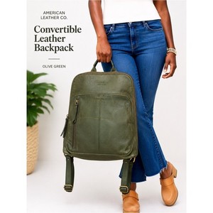 American Leather Co. Soft Green Leather Backpack American Leather Co The Liberty Backpack Green Genuine Soft  main image 4