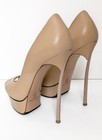 CASADEI Blade Biege Leather Steel Stiletto Metal High Heels Platform Pumps 9 — photo 4