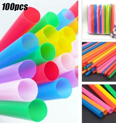 100pcs 21cm/8in Boba Milkshake Straws Extra Wide PP Smoothie Drinking Set - NEW