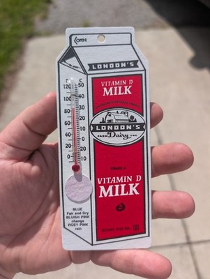 London's Dairy Port Huron Michigan MI Advertising Thermometer Sign Milk Carton 