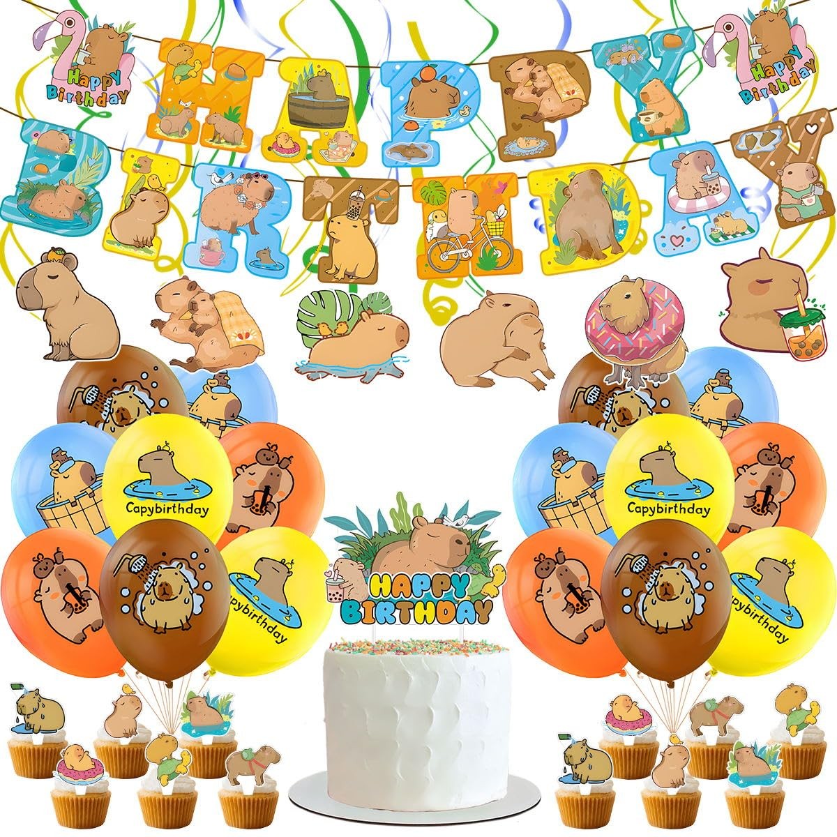 Capybara Birthday Party Supplies Set with Themed Decorations