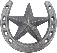 1 Pcs Horse Shoes with Star for Decorations, Durable Cast Iron Lucky Horseshoes