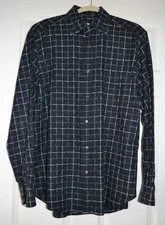 Brioni Dress Shirt Men's  M Plaid 100 % Cotton Long Sleeve EUC