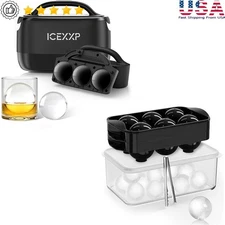 Ice Ball Maker Set Food-Grade Slow-Melting Ice Sphere Tray Storage Bin Tongs New