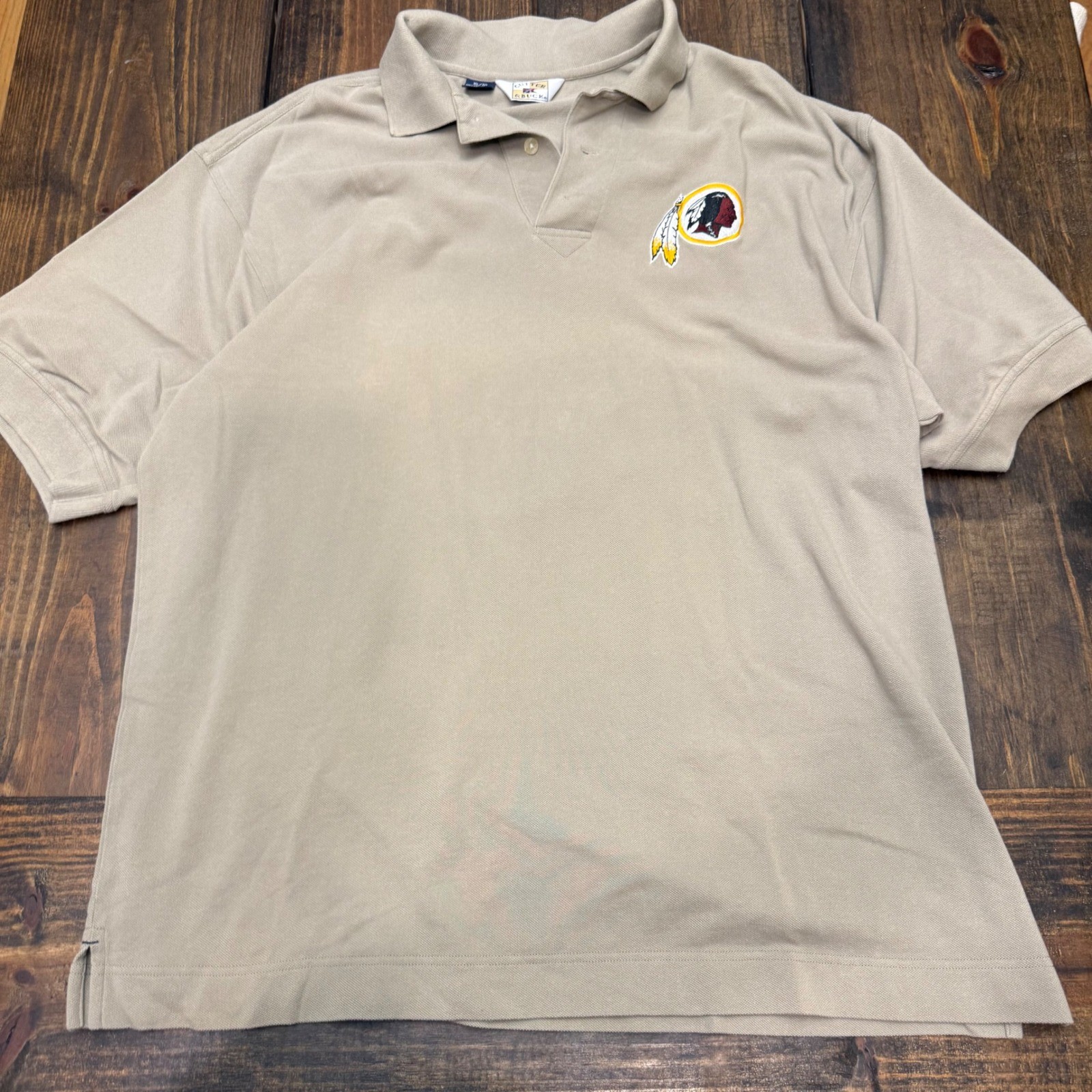 Cutter & Buck Mens Washington Redskins Polo Shirt Tan XL Vintage NFL Football