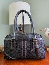 Coach 10532 Hamptons Signature Satchel Black ...