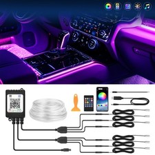 RGB 6-in-1 LED Car Interior Light Strip Dash Panel Door Ambient Guide Decor Lamp