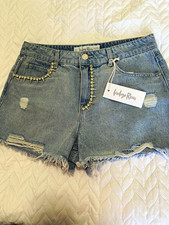 Women s Denim Shorts Indigo Rein Distressed Ripped NWT
