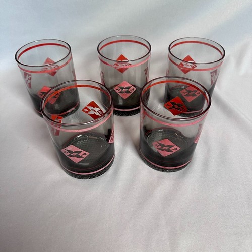 Vintage REA Railway Express Agency Rocks Glasses Set of 5 Railroad Tumblers