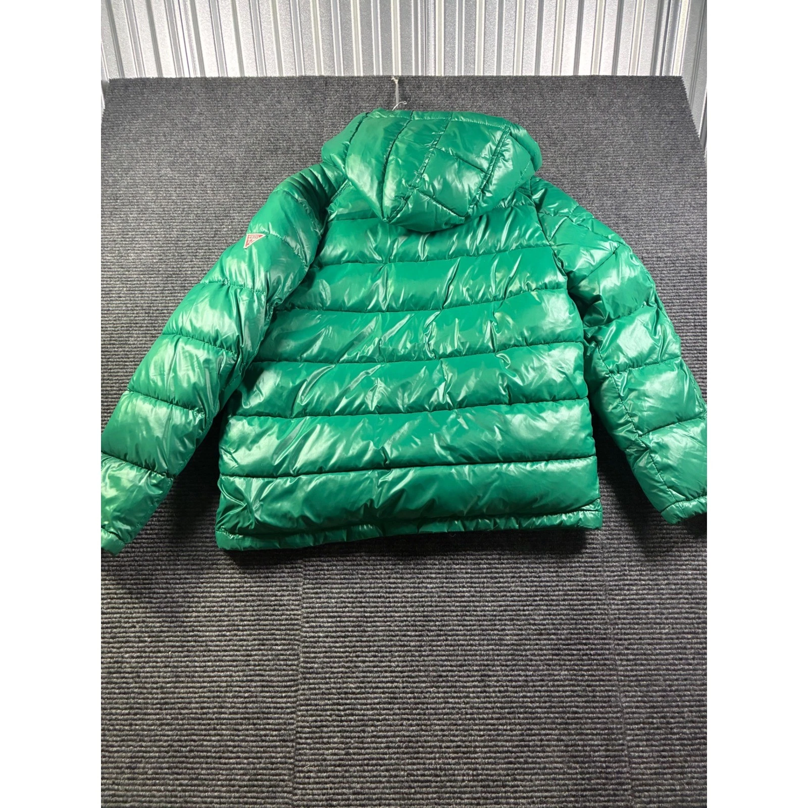 Guess Mens Green High Shine Puffer Jacket Detachable Hood XL NEW - product detail image 8