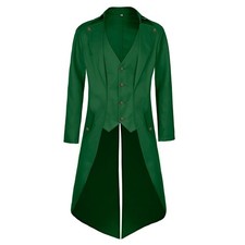 MOFOVELY Mens Pirate Coat Steampunk Jacket Tailcoat Renaissance Medium, Green
