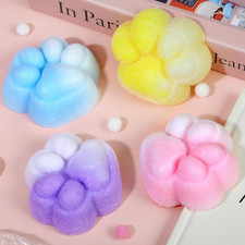 Taba Squishy Cat Paw, 4 Pack 2.8" Fufu Fidget Squeeze Toys, Cute Kawaii Sticky S