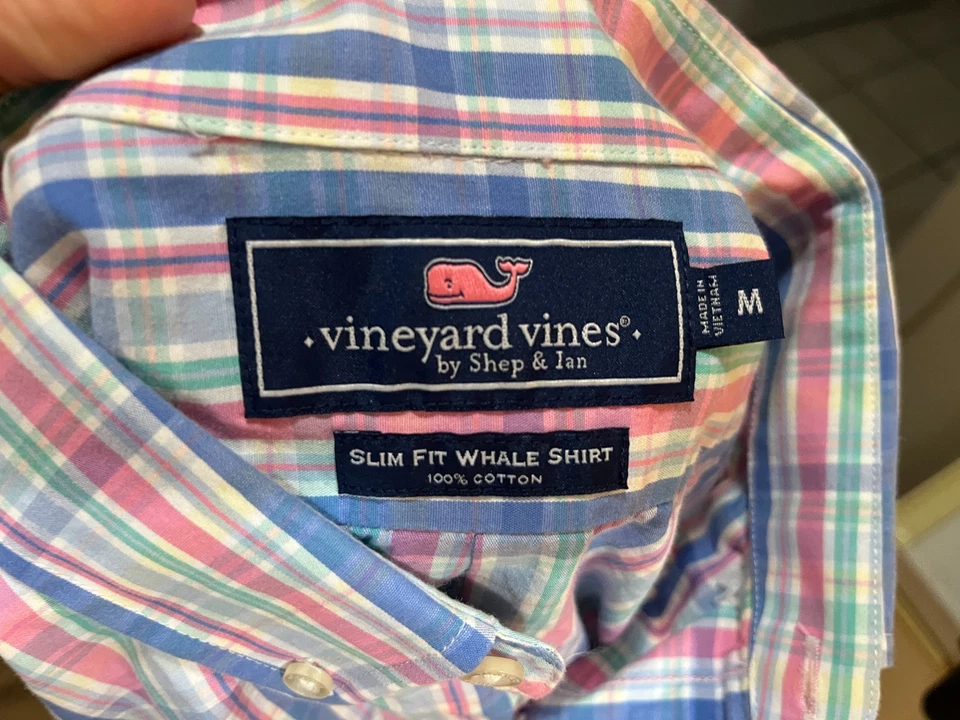 Vineyard Vines Men's white, pink, blue & green Slim Fit shirt Medium M - Image 4 of 4