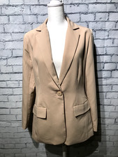 Women M, Beige Long Sleeve Soft Blazer/Jacket Causal Office Career, Lightweught