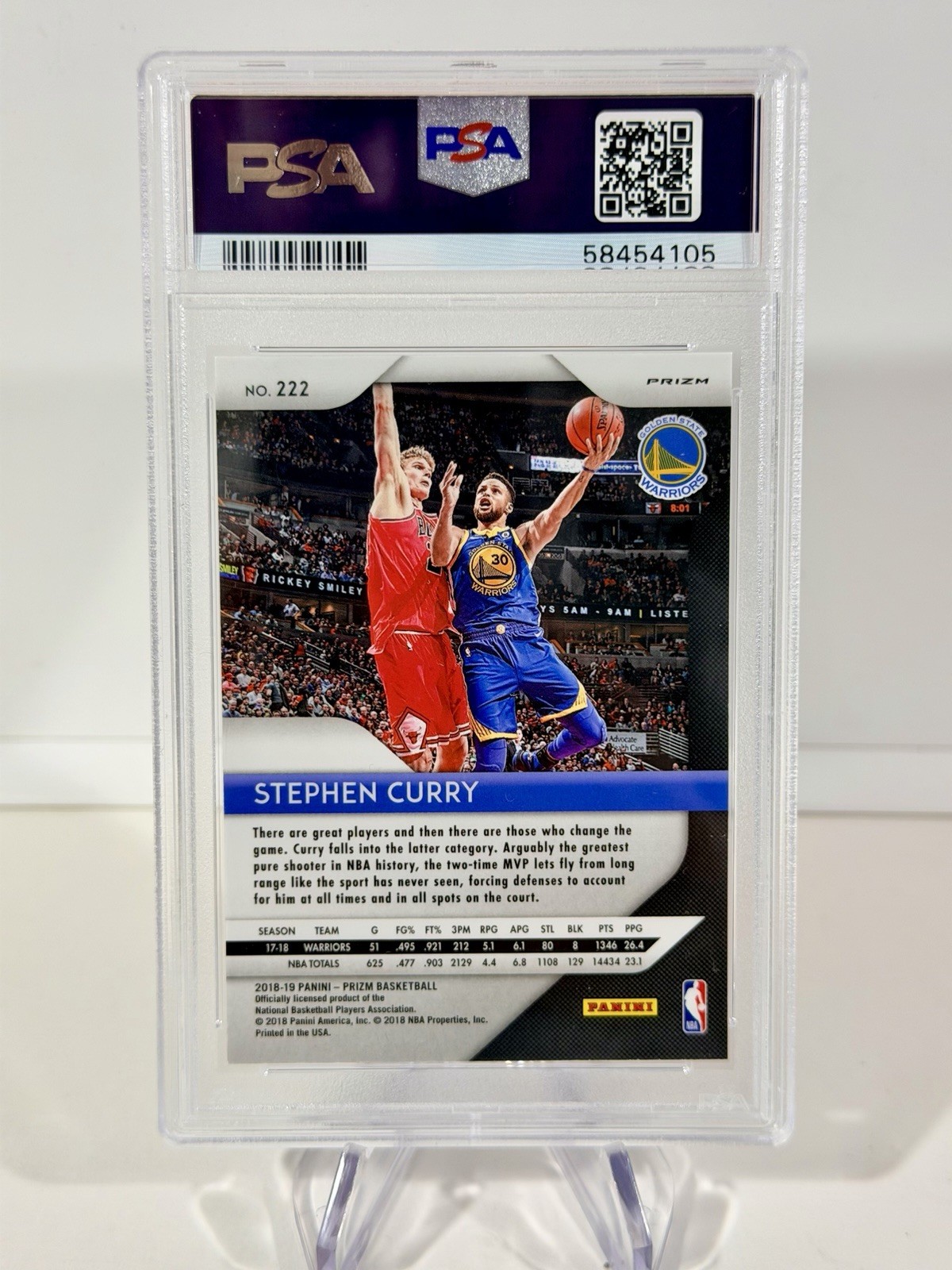 2018 PANINI PRIZM STEPHEN CURRY RED/WHITE/BLUE PRIZM PSA 10 view 2