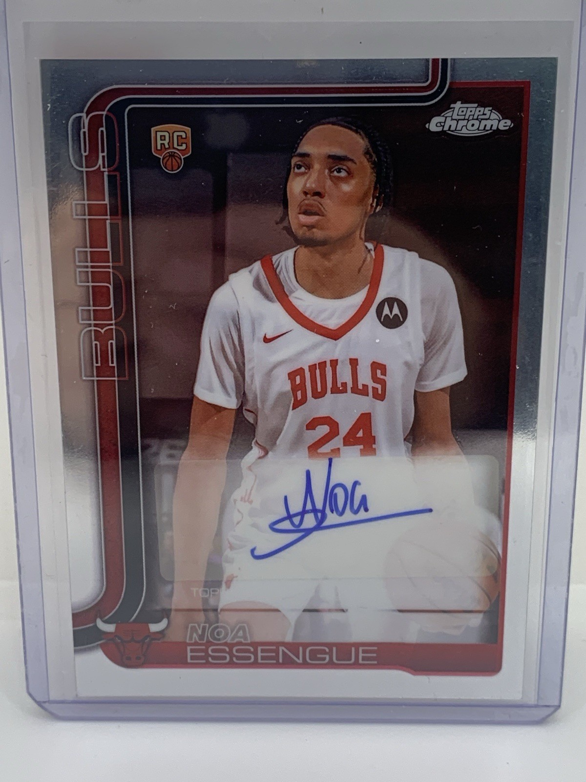 2025-26 Topps Chrome Rookie Autographs #TCARNE Noa Essengue RC AUTO BULLS