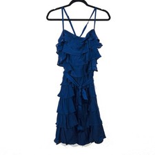 New Va Et Vien x BHLDN Anthropologie Blue Tiered Twirler Dress Size 14