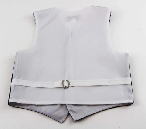 Dark Grey Boys Junior Cotton Vest Adjustable Waistcoast & Matching Bow Tie Set - Picture 7 of 17