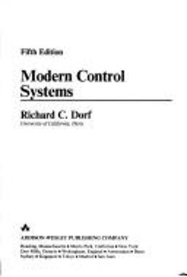Modern Control Systems Hardcover Richard C. Dorf
