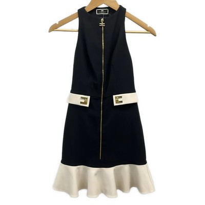 ELISABETTA FRANCHI - Black Cream Women's Dress