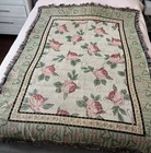 Annie Danielson Floral Cotton Knit Tapestry Throw Blanket Roses 52"/72" NEW VTG