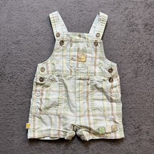 Disney Classic Pooh Plaid Overall Shorts Embroidered 9 Month Infant Blue Green