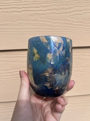 Open Window Glassybaby - Blue Green Iridescent- Transparent Spots