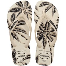 Havaianas Women Logo Flip Sandals - Beige/Black Print 7-8