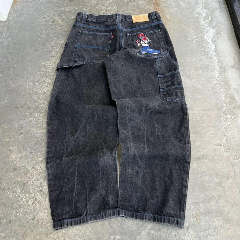 Jeans masculino vintage LOCO Streetgear 37x31 jeans folgado Y2K carpinteiros  - Imagem 2 de 4