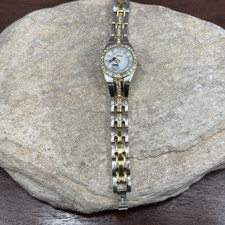 DISNEY MINNIE MOUSE WOMEN WRIST WATCH QUARTZ MOTHER OF PEARL CRYSTAL TWO TONE