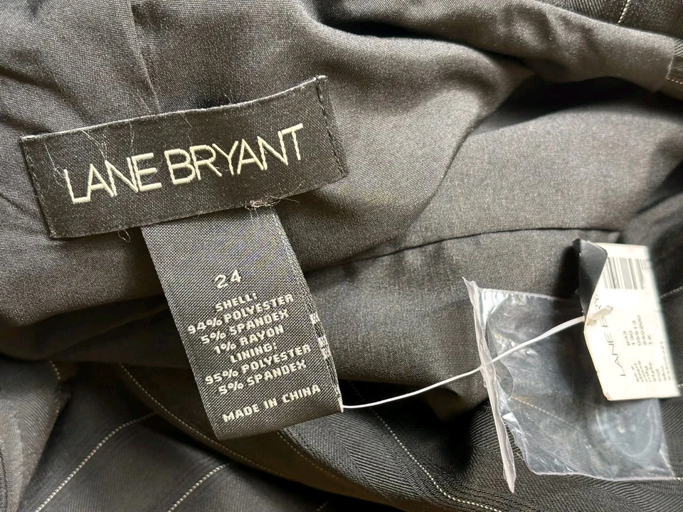 Chaqueta Blazer Lane Bryant Mujer Talla 24 Gris Oscuro Pin Rayas Carrera Oficina Foto 3 de 4