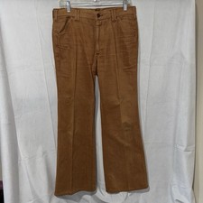 Vintage 70s Lee Bells Bell Bottom Pants Tan 12  Opening Talon 42 Zipper 32x33