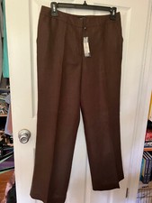 Talbots Straight ankle Brown High Rise Irish Linen Women's Trousers Pants 12P