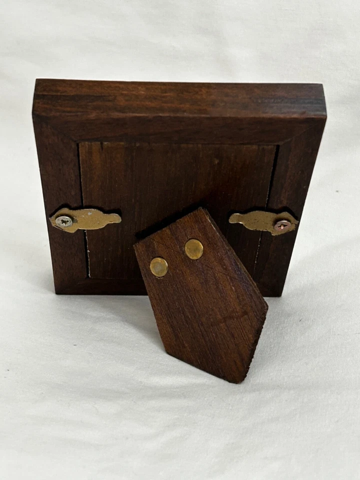 Egyptian Wood  Inlaid Picture Frame Paua Shell Handmade Unique 3.75"X 3.25" #633 - Image 3 of 3