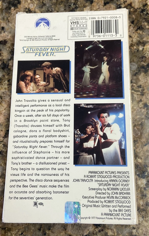 Vintage Staying Alive John Travolta Dancing VHS Cassette Tape Rare Minty - Image 2 of 3