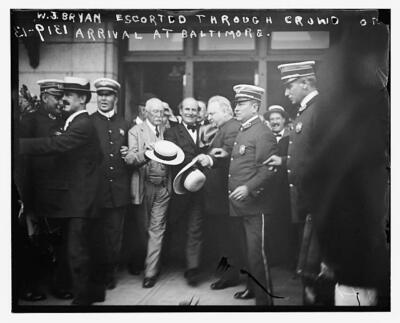 Bryan escorted thru crowd - arrival at Baltimore c1900 Large Old Photo