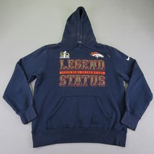 Denver Broncos Hoodie Mens Large Blue Nike Super Bowl 50 Champs Pullover NFL 