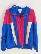 VTG 90's Jean Perris Tracksuit Jacket Fully Lined. Crinkle Fabric. Size M