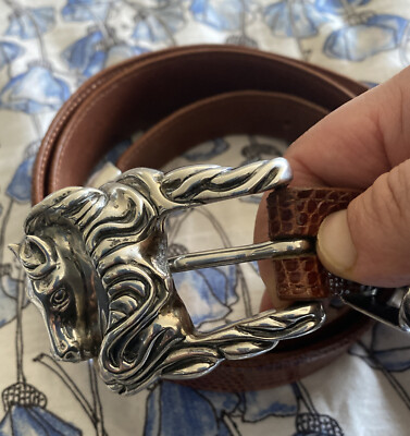 Alexander Kalifano Lizard Sterling Silver Belt -Size 34  display picture 1