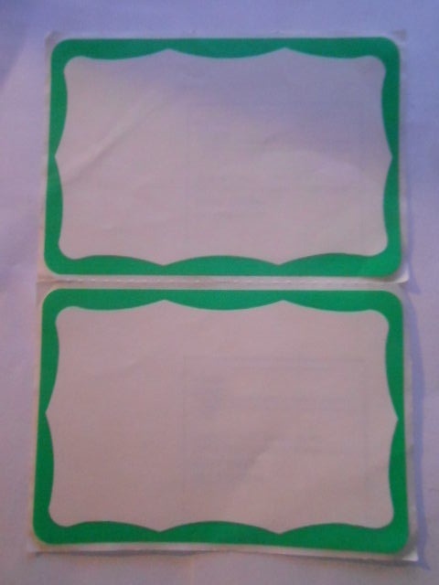 Two 1990s Avery Self-Adhesive Name Badge - Green Border Design - 3.5" X 2.5"