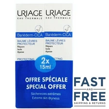 2 X Uriage Bariederm Cica-Lips Repairing Balm 15ml (Damaged Lips) Exp 11/27 NIB