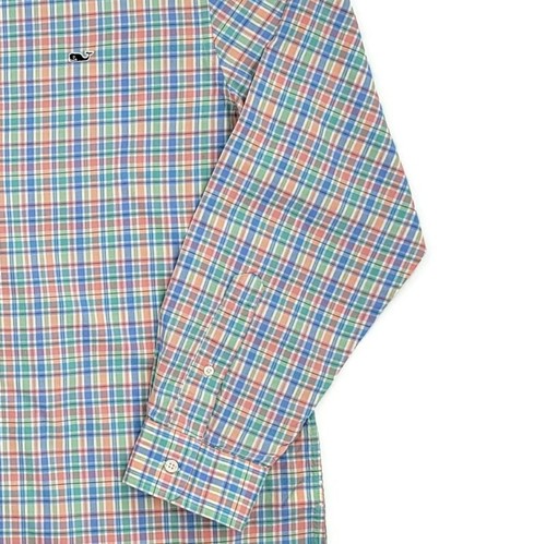 Chemise homme Vineyard Vines coupe slim baleine XL boutonnée manches longues plaid bleu - Photo 6/8
