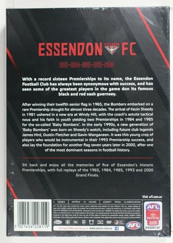 AFL - Essendon Bombers Premierships Collection (5 Disc Set) Reg 4 DVD New Sealed - Picture 3 of 3