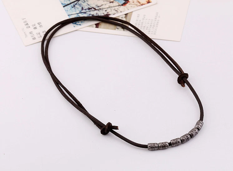 Nuevo collar de surfista de cuero marrón hecho a mano para hombre gargantilla de cadena concha de bala de colección Foto 3 de 4