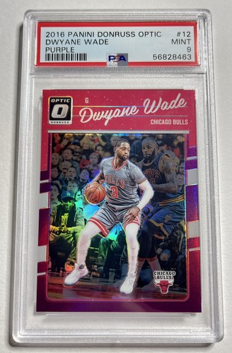 2016-17 Panini Donruss Optic DWYANE WADE w/ LEBRON JAMES #12 Purple PSA 9 Mint