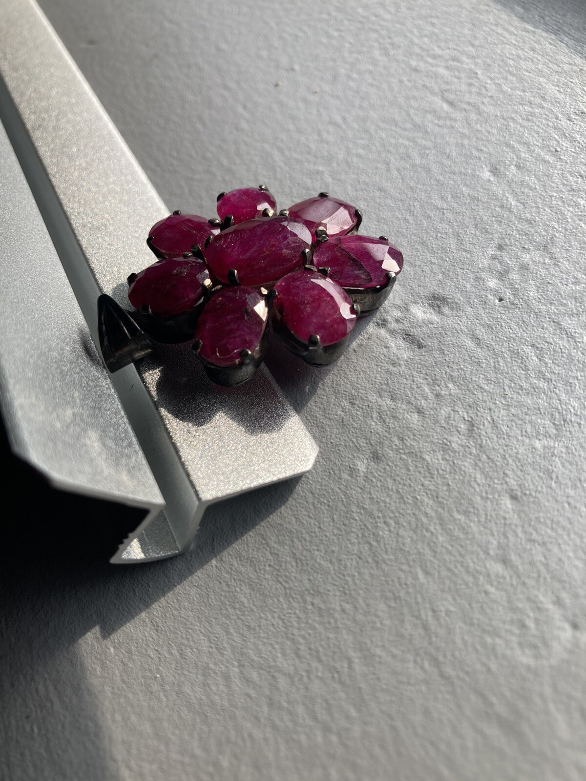 Vintage 925 Sterling Silver Ruby Gemstone Flower … - image 9